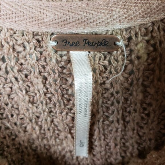 Free People Electric City Ribbed Sweater Knit Pullover Cotton/Linen Boho size L - Picture 5 of 10